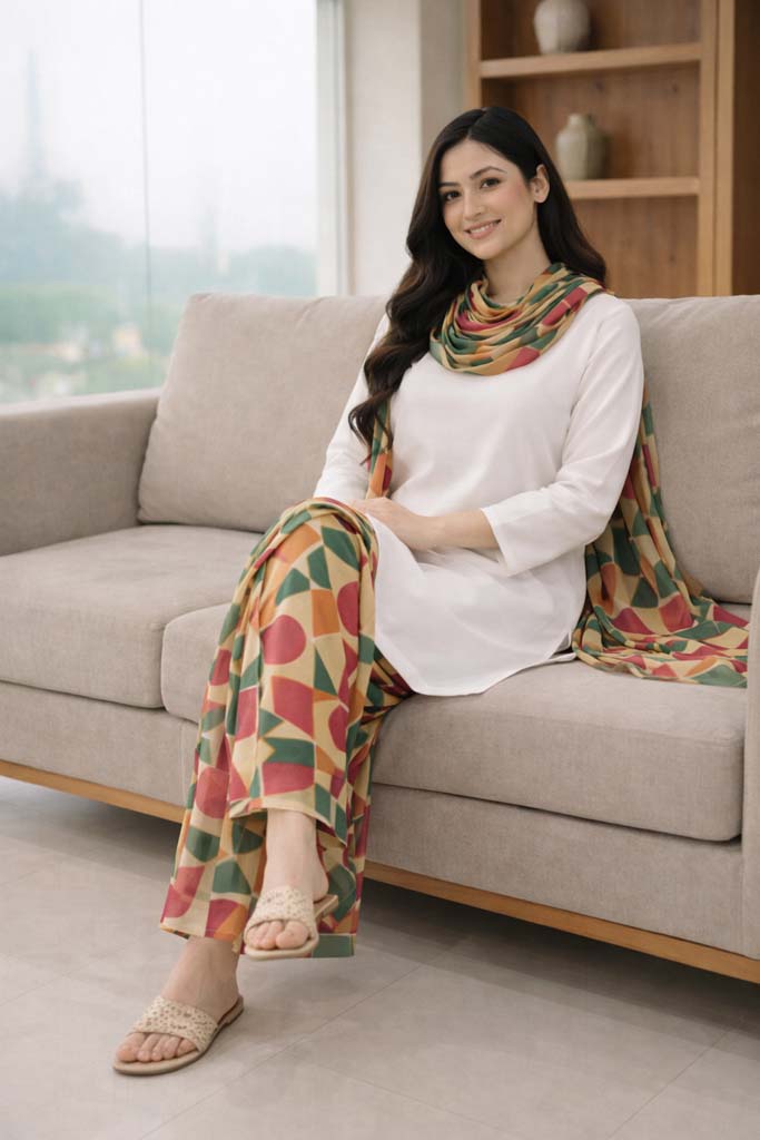 Artisan Abstract Print 3-Piece Casual Suit