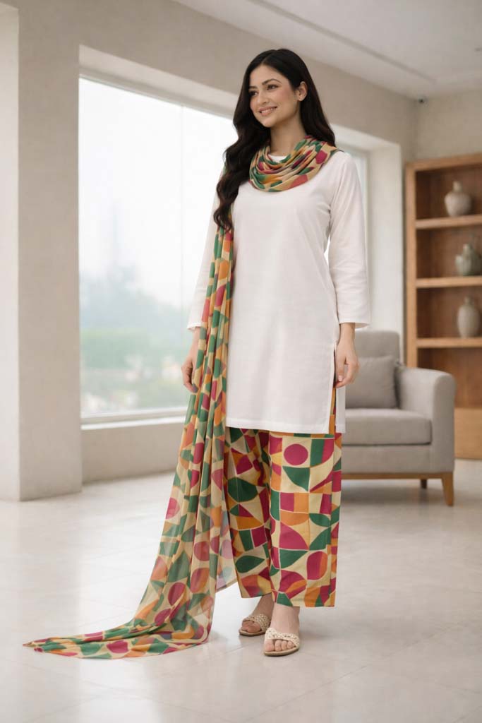 Artisan Abstract Print 3-Piece Casual Suit