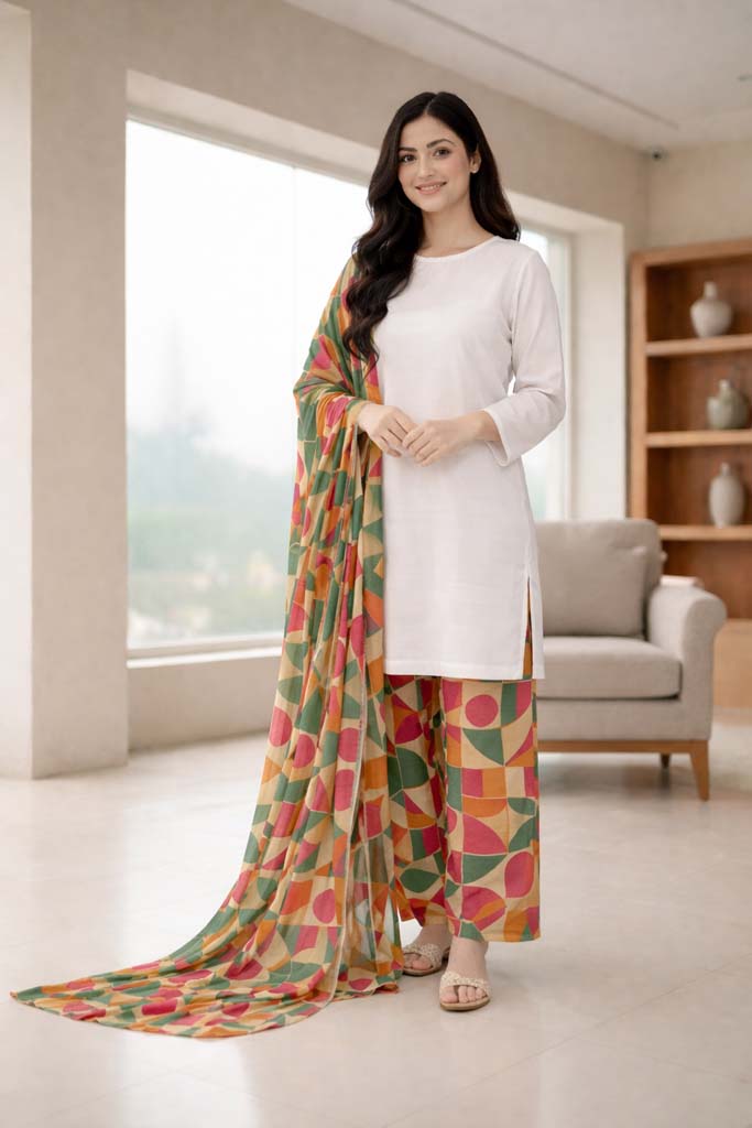 Artisan Abstract Print 3-Piece Casual Suit