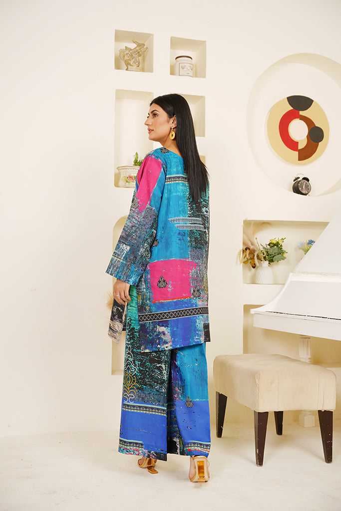 Aqua & Magenta Abstract Print Co-ord Set