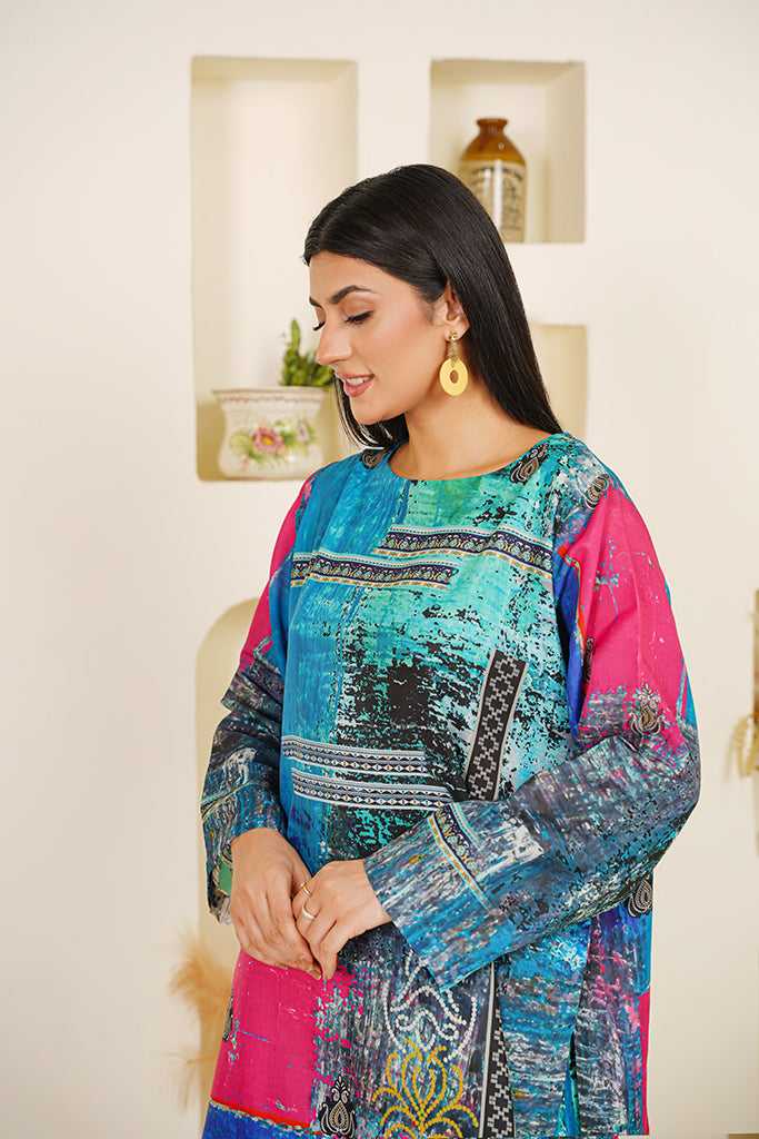 Aqua & Magenta Abstract Print Co-ord Set