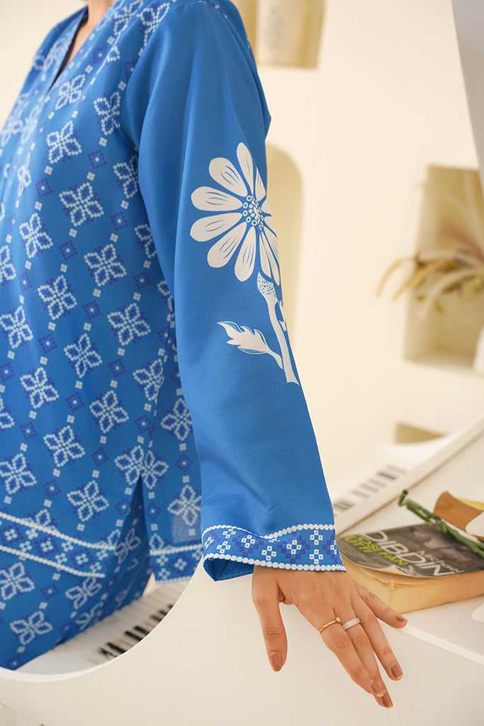 Royal Blue & White Floral Print Co-ord Set