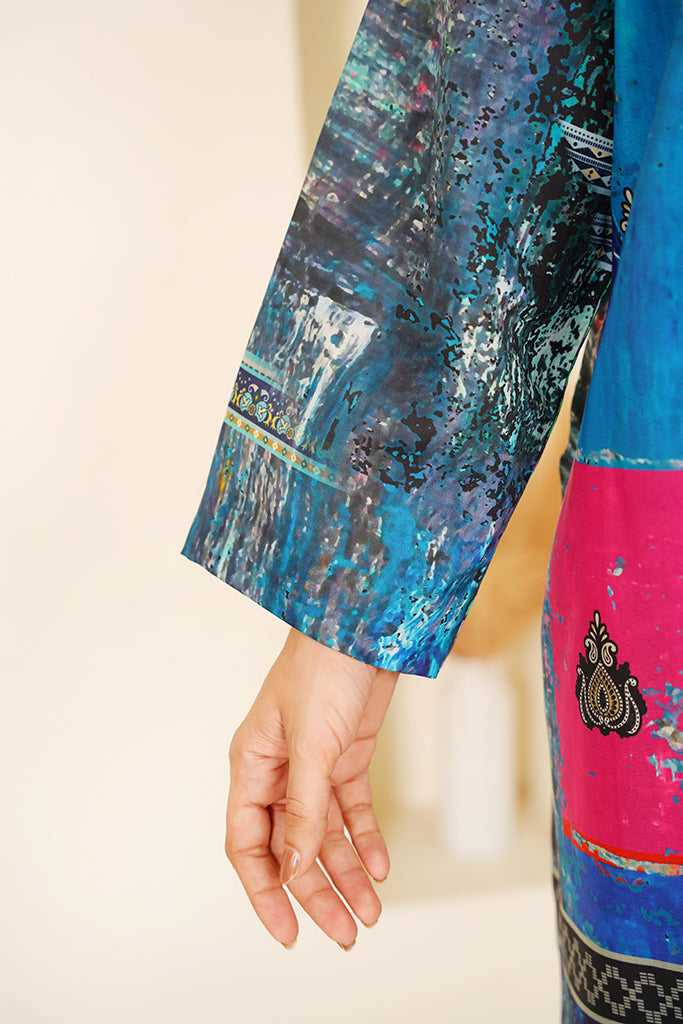 Aqua & Magenta Abstract Print Co-ord Set