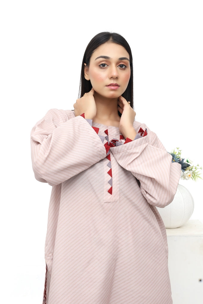 Geometric Print Palazzo Suit with Contrast-Trim Kurti