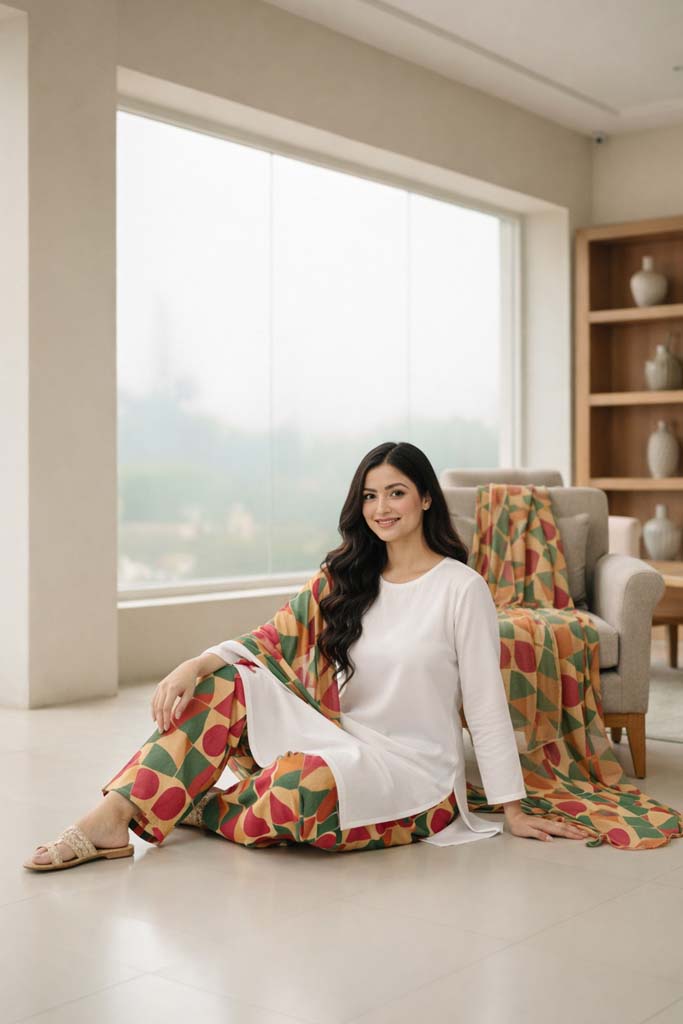 Artisan Abstract Print 3-Piece Casual Suit