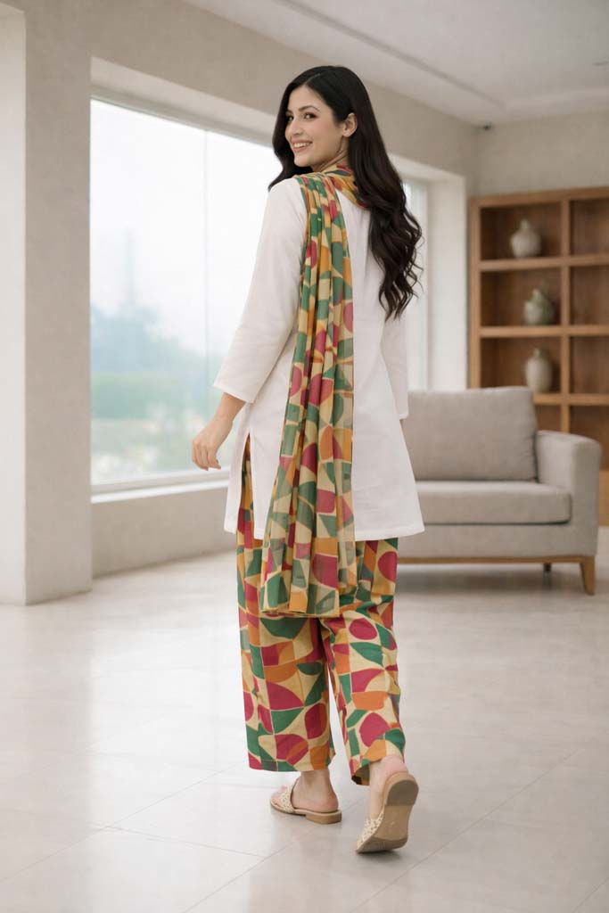 Artisan Abstract Print 3-Piece Casual Suit