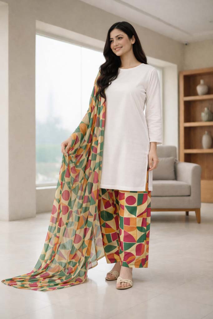 Artisan Abstract Print 3-Piece Casual Suit