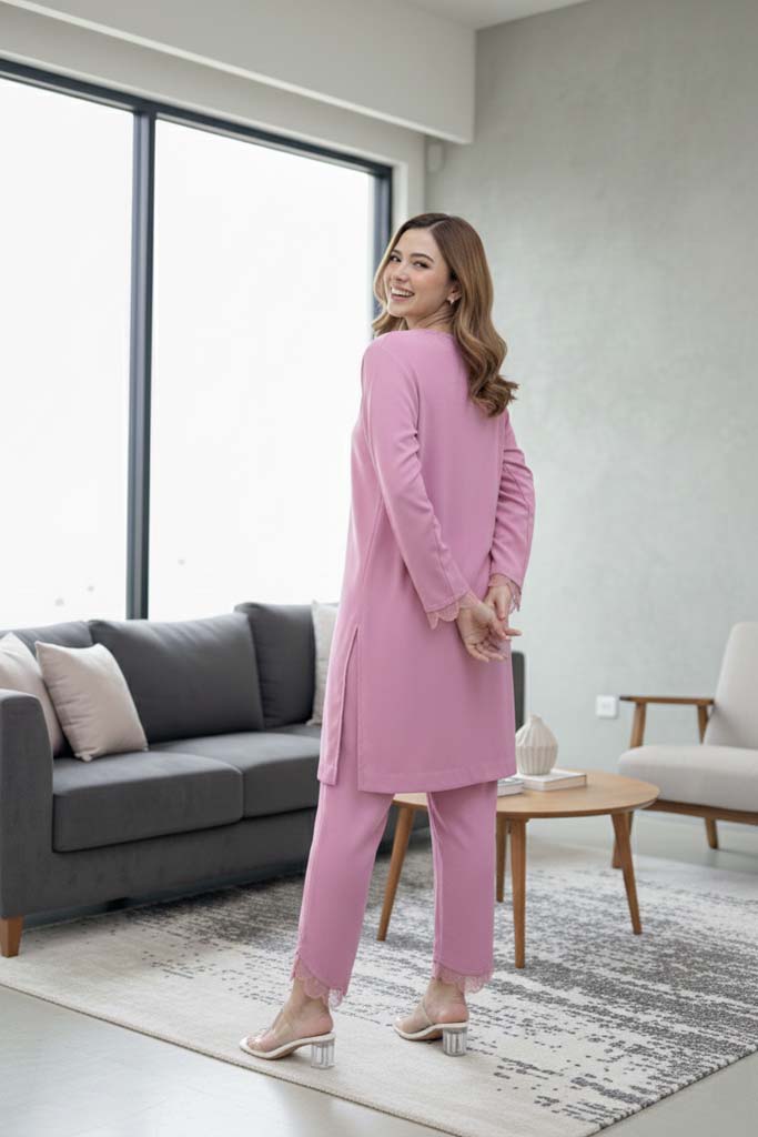 Rose Mist Organza-Trim Co-ord Set