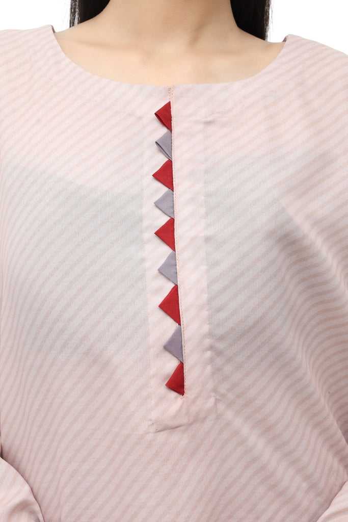 Geometric Print Palazzo Suit with Contrast-Trim Kurti