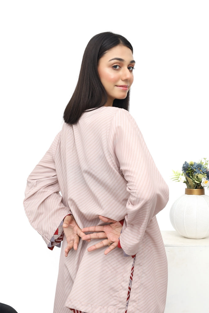 Geometric Print Palazzo Suit with Contrast-Trim Kurti